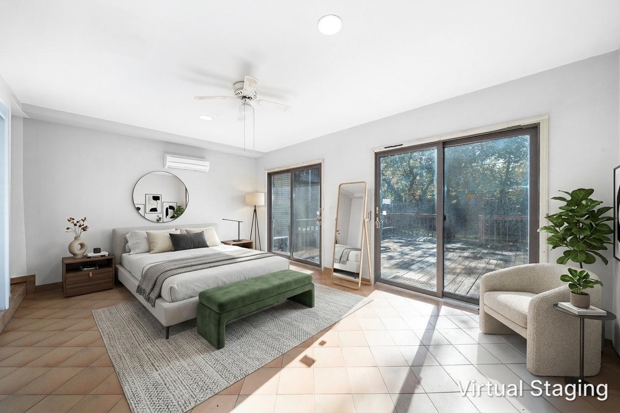 Bedroom with sliding doors